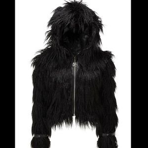 Killstar Glampire Black Absinthe Faux Fur Jacket